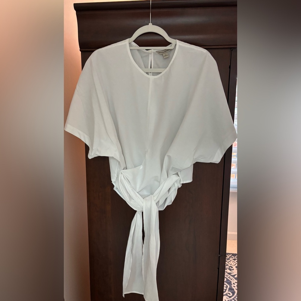 Banana Republic White Tie-Front Blouse